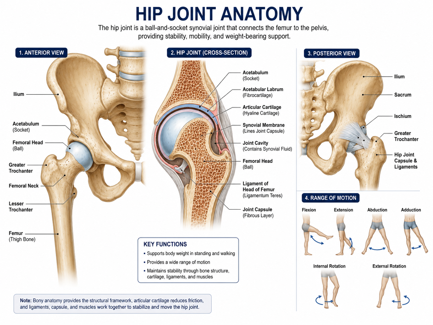 Hip joint anatomy diagram